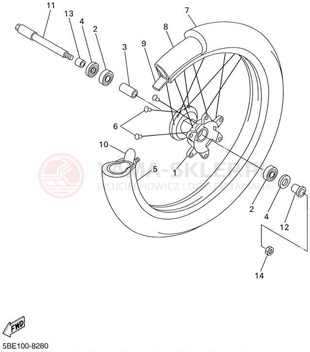 Schemat "Koło przód" do Yamaha YZ426 YZ426FN