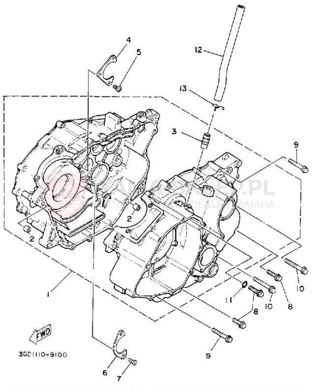 Schemat "Obudowa silnika" do Yamaha YFM350XD
