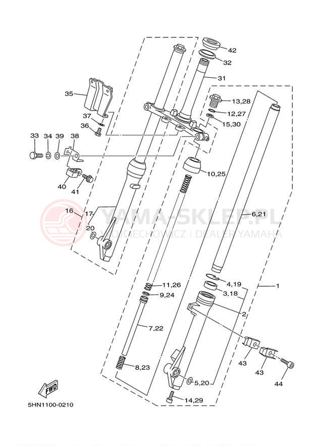 Schemat "Amortyzatory przód" do Yamaha TTR90 TTR90M/TTR90MC