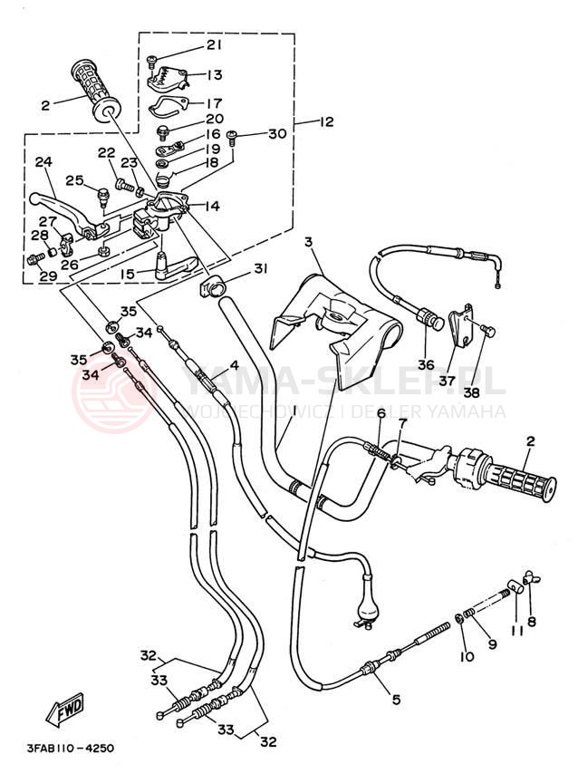 Schemat "Kierownica i osprzęt" do Yamaha BREEZE YFA1H