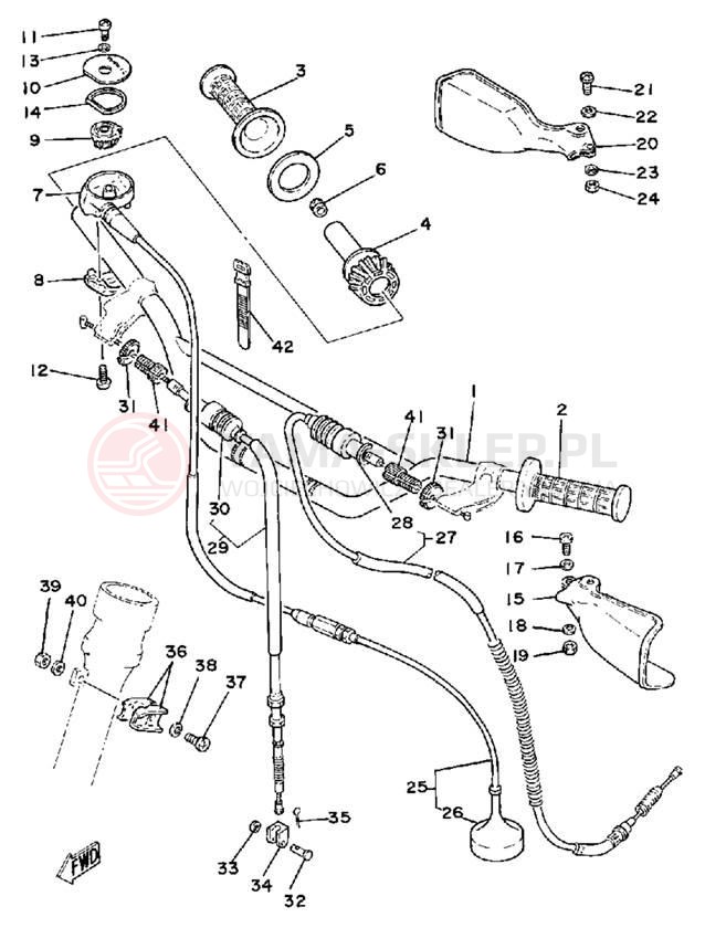 Schemat "Kierownica i osprzęt" do Yamaha IT250H