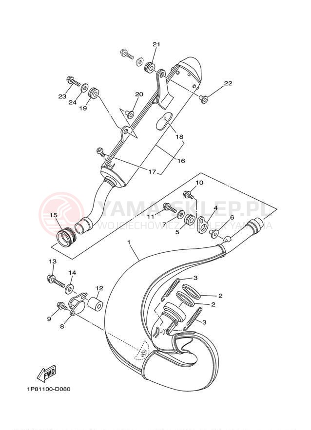 Schemat "Wydech końcowy" do Yamaha YZ250 YZ250Z