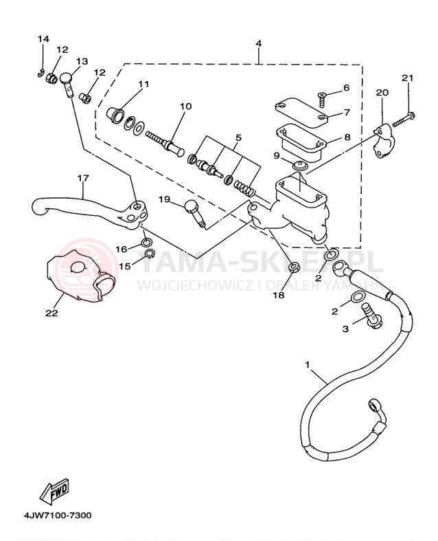 Schemat "Pompa hamulcowa przednia" do Yamaha WR250ZJ
