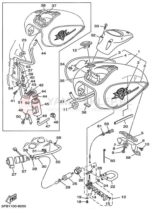Schemat "zbiornik paliwa" do Yamaha V-STAR CUSTOM XVS650L/XVS650LC