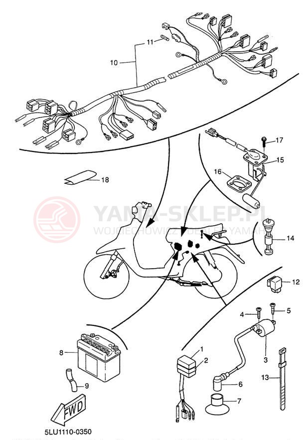 Schemat "układ elektryczny" do Yamaha ZUMA II CW50M