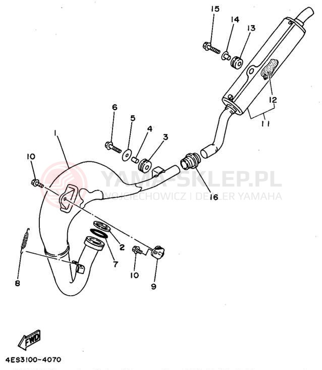 Schemat "Wydech końcowy" do Yamaha YZ80G1