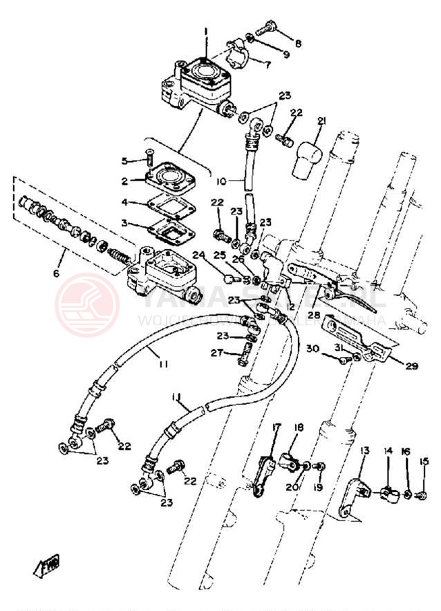 Schemat "Pompa hamulcowa przednia" do Yamaha XS1100G