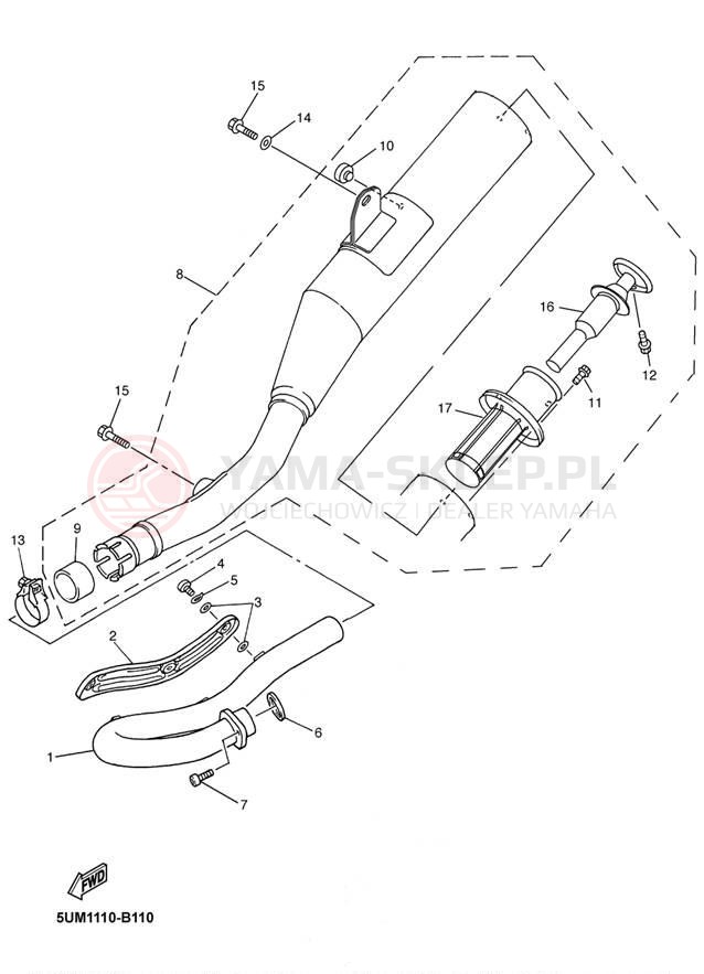 Schemat "Wydech końcowy" do Yamaha WR250F WR250FR