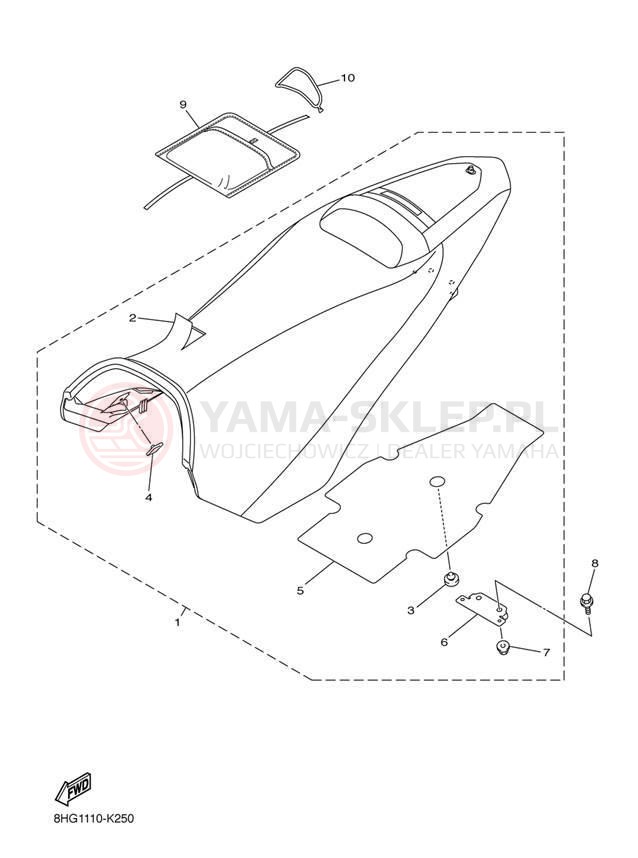 Schemat "siedzenie" do Yamaha APEX XTX RX10PXTDB/RX10PXTDW
