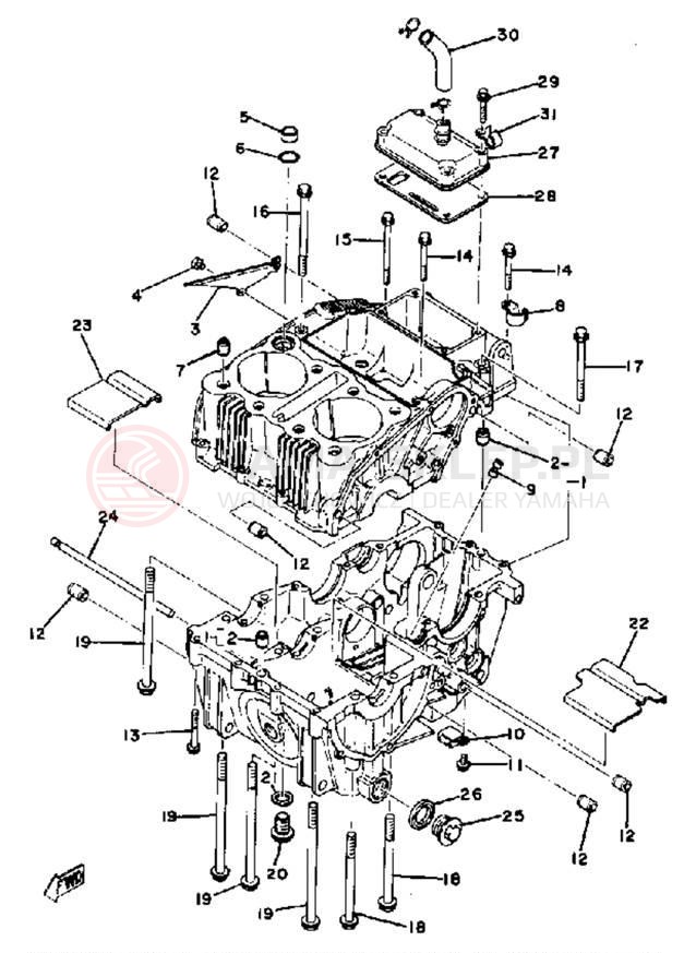Schemat "Obudowa silnika" do Yamaha XS400G