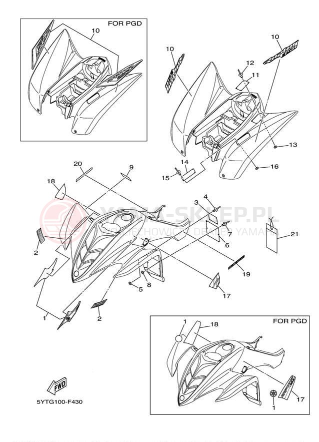 Schemat "naklejki" do Yamaha RAPTOR 350 YFM35RW