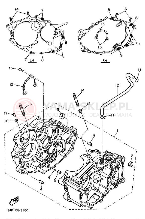 Schemat "Obudowa silnika" do Yamaha XT600W/XT600WC