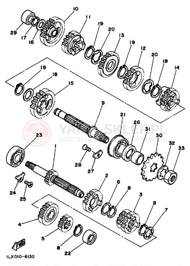 Schemat "Skrzynia biegów " do Yamaha YZ125S