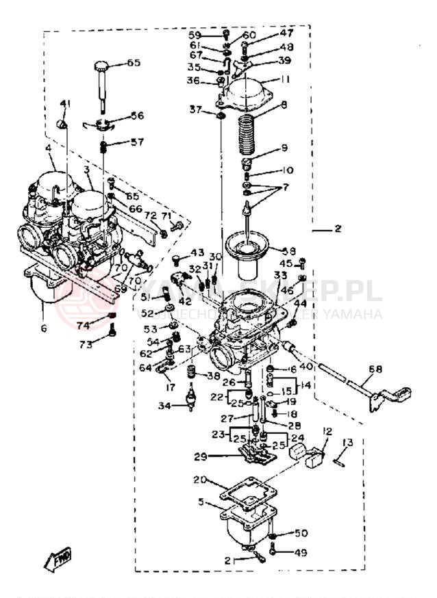 Schemat "Gaźnik" do Yamaha XS850LH