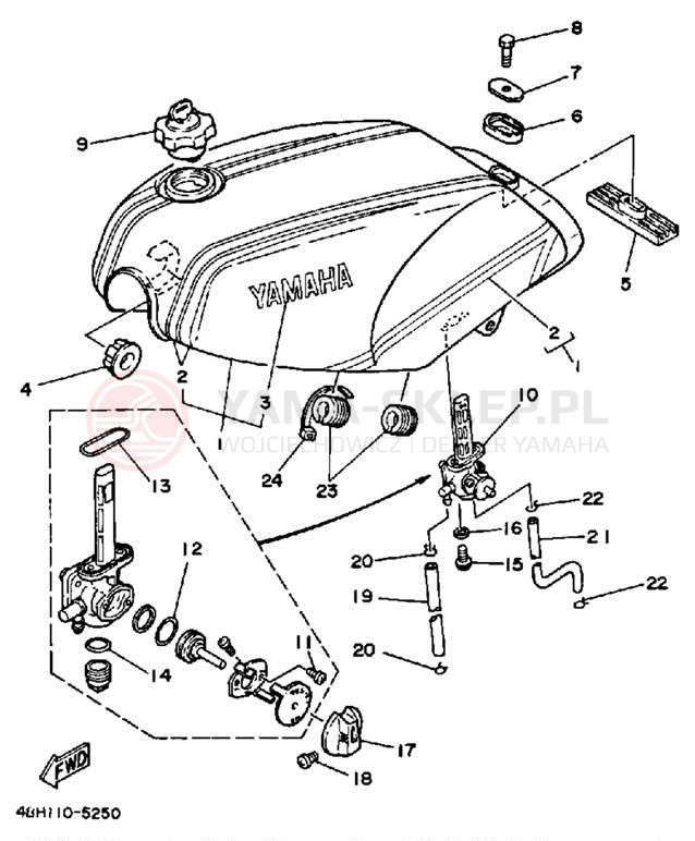 Schemat "zbiornik paliwa" do Yamaha RZ350NCII/RZ350NC/RZ350N