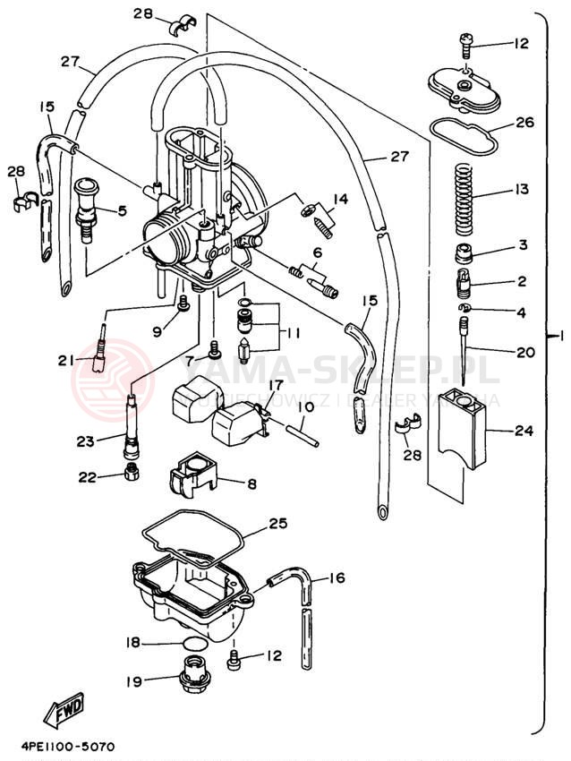 Schemat "Gaźnik" do Yamaha YZ125 YZ125J1