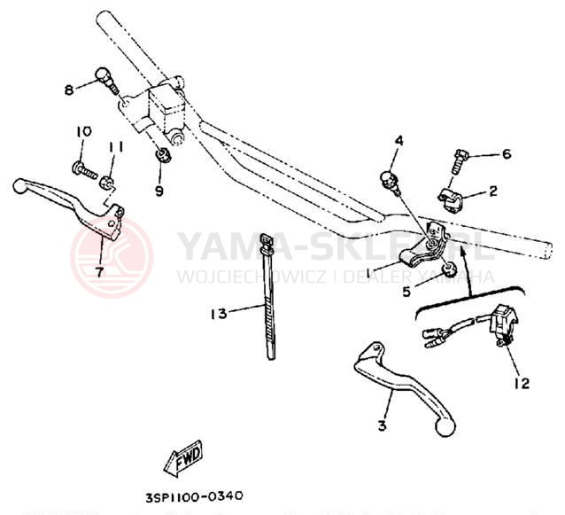 Schemat "Kierownica i osprzęt" do Yamaha WR250ZB