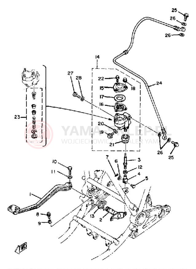 Schemat "Pompa hamulcowa tył" do Yamaha XS850G