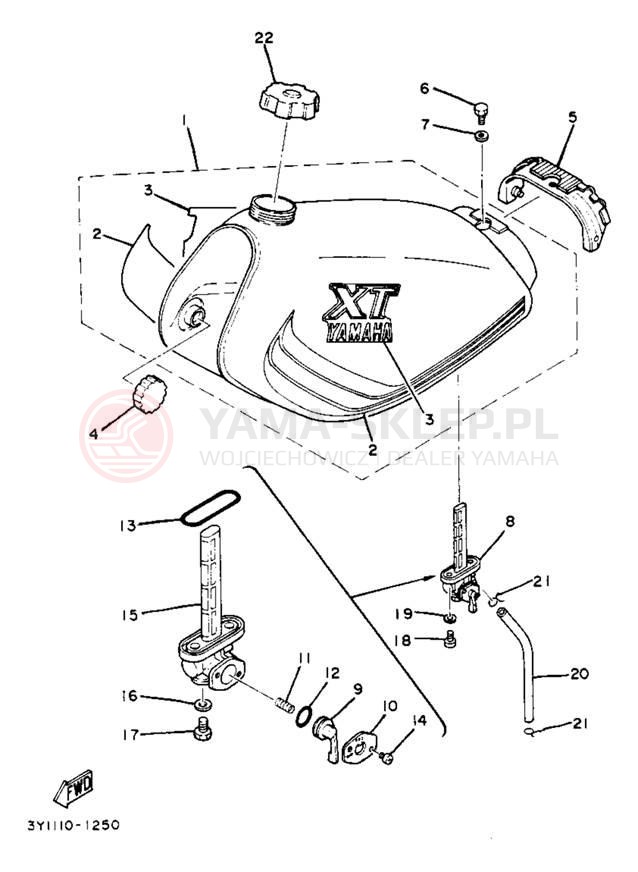 Schemat "zbiornik paliwa" do Yamaha XT250J