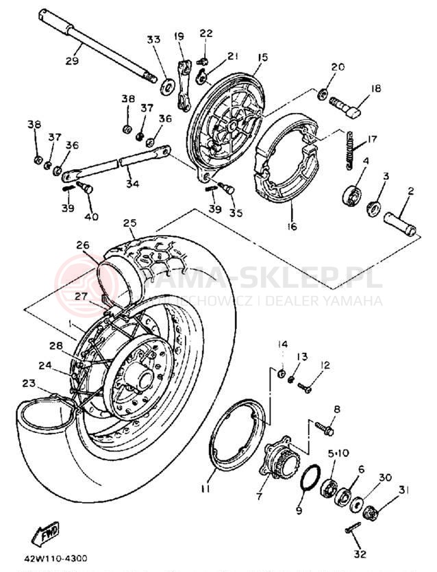 Schemat "Koło tył" do Yamaha VIRAGO 700 XV700SS/XV700SSC