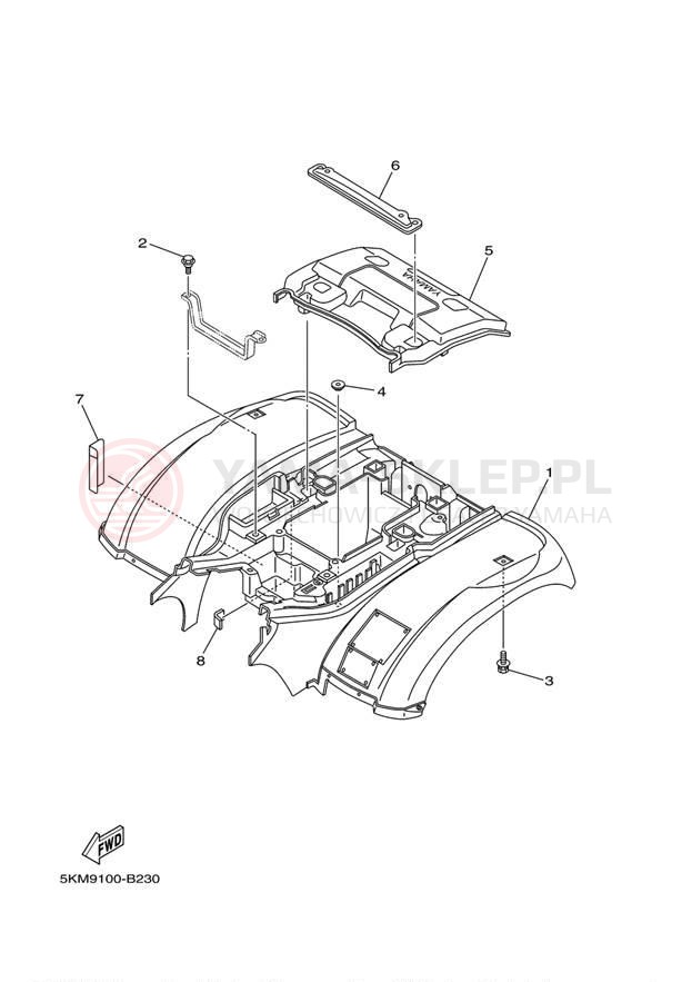 Schemat "Tylny błotnik" do Yamaha GRIZZLY 660 YFM66FGW