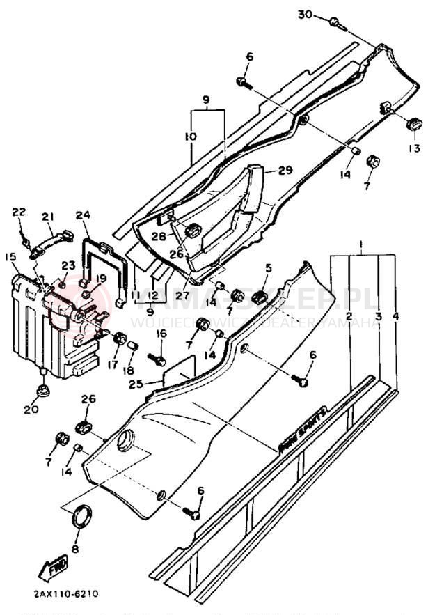 Schemat "Pokrywa boczna" do Yamaha FZ600T/FZ600TC