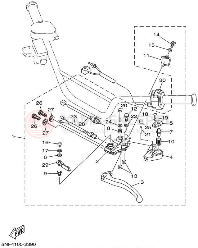 Schemat "Kierownica i osprzęt" do Yamaha WARRIOR YFM350XP/YFM350XPC