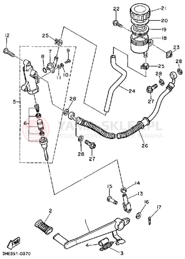 Schemat "Pompa hamulcowa tył" do Yamaha FZR600RB