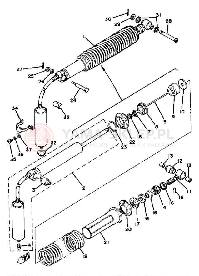 Schemat "zawieszenie tył" do Yamaha YZ125F