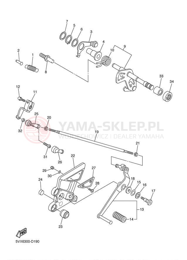 Schemat "Dźwignia zmiany biegów, wałek" do Yamaha FZ6 FZS6TC/FZS6T