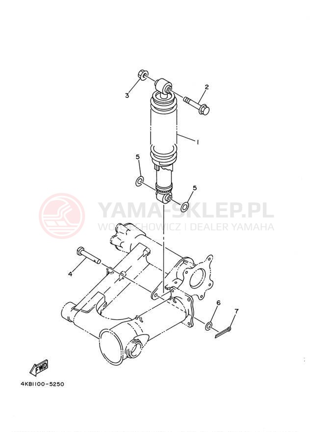 Schemat "zawieszenie tył" do Yamaha WOLVERINE YFM350FXN