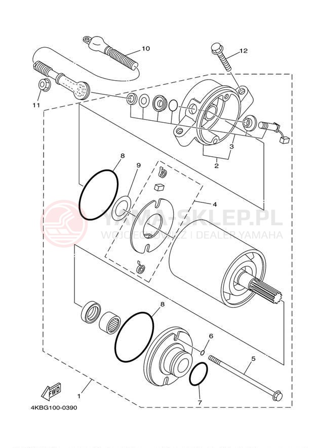 Schemat "rozrusznik" do Yamaha WOLVERINE 4WD YFM350FXR
