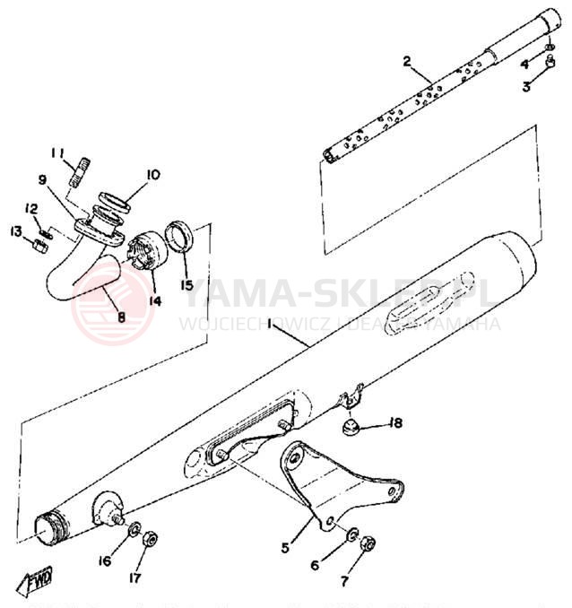 Schemat "Wydech końcowy" do Yamaha RS100B