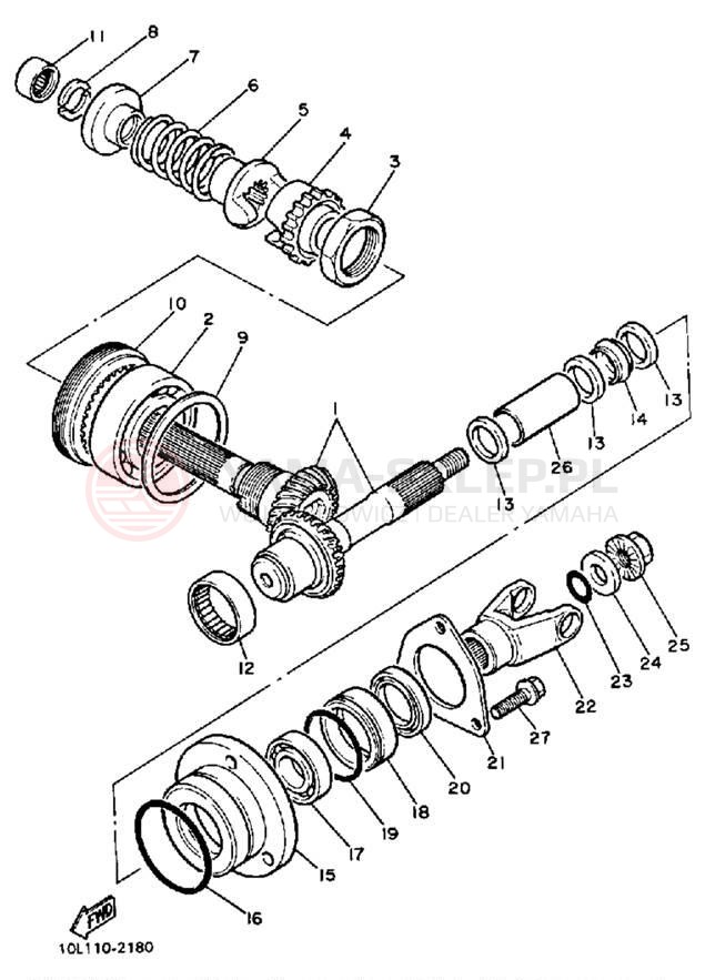 Schemat "Przeniesienie napędu" do Yamaha VIRAGO 700 XV700NC/XV700N