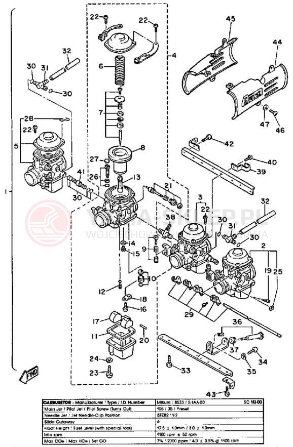 Schemat "Gaźnik" do Yamaha MAXIM X XJ700XS/XJ700XSC