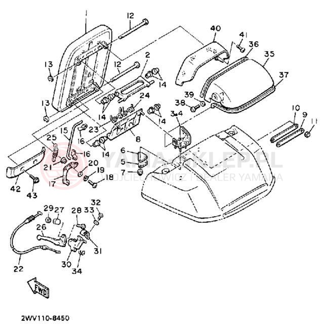 Schemat "Oparcie pasażera" do Yamaha XVZ13U/XVZ13UC