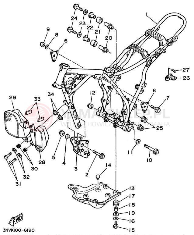 Schemat "rama" do Yamaha XT350L/XT350LC