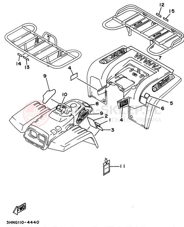 Schemat "naklejki" do Yamaha BIG BEAR 4WD YFM350FWF