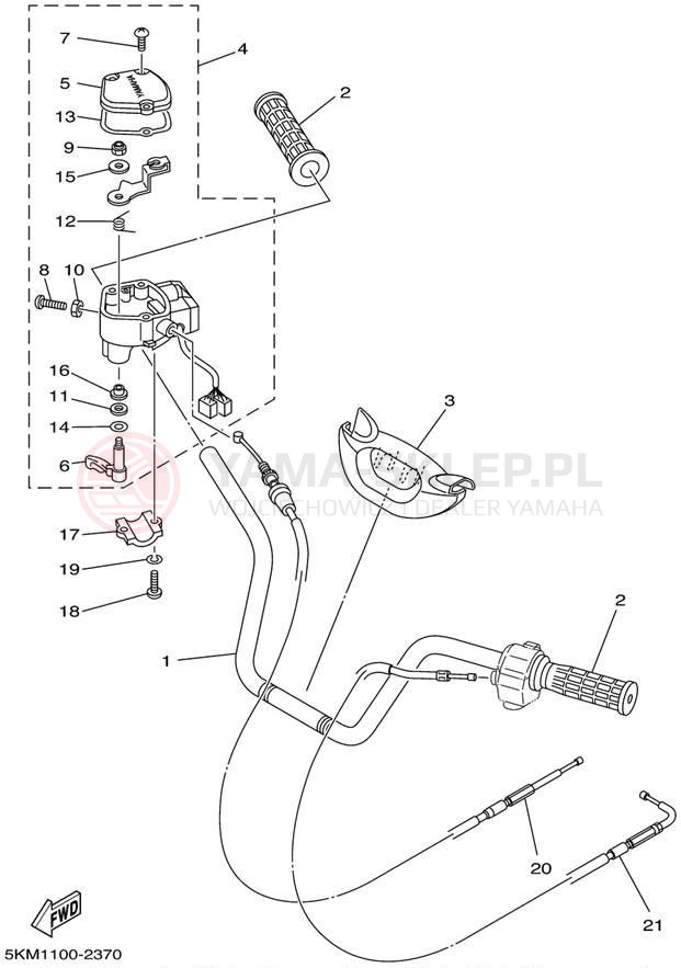 Schemat "Kierownica i osprzęt" do Yamaha GRIZZLY 660 YFM660FP