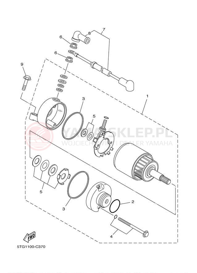 Schemat "rozrusznik" do Yamaha YFZ450 YFZ450T