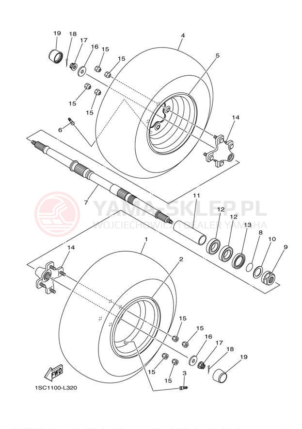 Schemat "Koło tył" do Yamaha GRIZZLY 300 YFM30GBL/YFM30GBGR