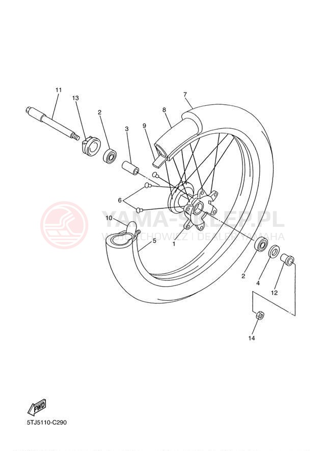 Schemat "Koło przód" do Yamaha WR250F WR250FS