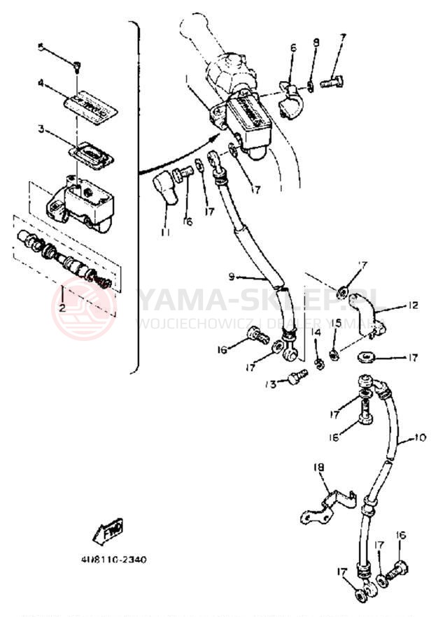 Schemat "Pompa hamulcowa przednia" do Yamaha XJ550RJ
