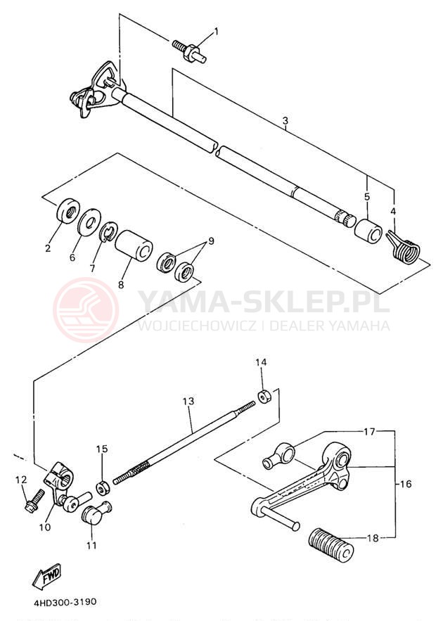 Schemat "Dźwignia zmiany biegów, wałek" do Yamaha YZF750RKC/YZF750RK