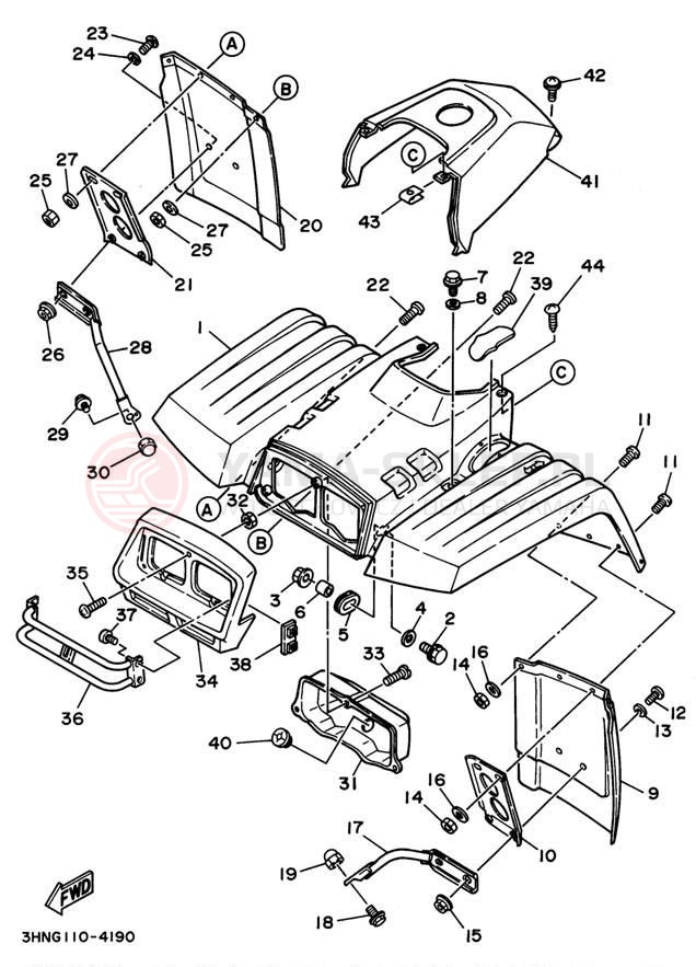 Schemat "Przedni błotnik" do Yamaha BIG BEAR 4WD YFM350FWF