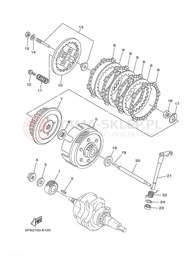 Schemat "sprzęgło" do Yamaha RAPTOR 125 YFM125RDW/YFM125RDL
