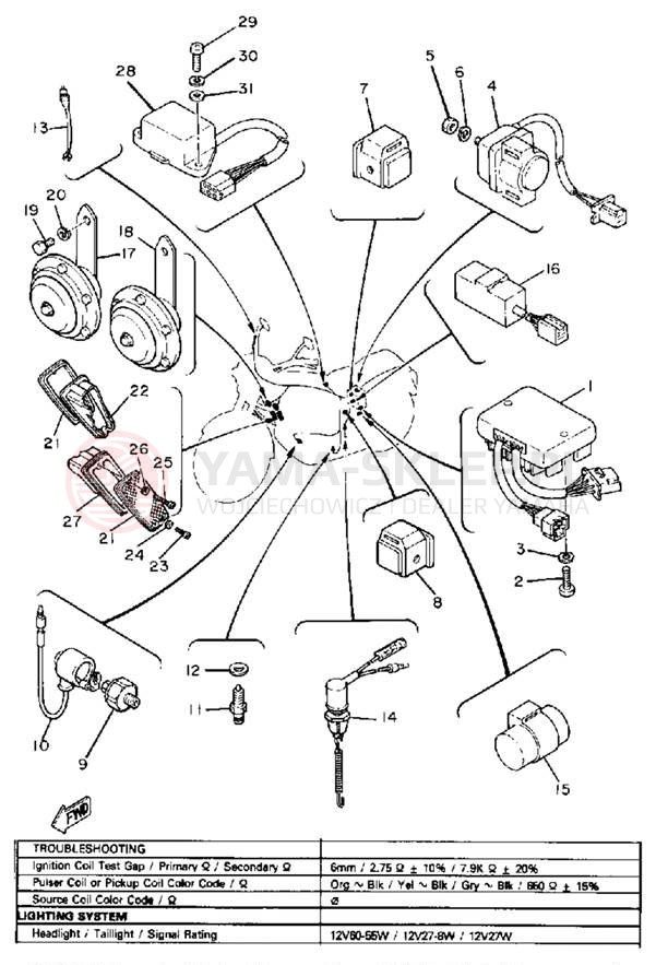 Schemat "układ elektryczny" do Yamaha XS850SH