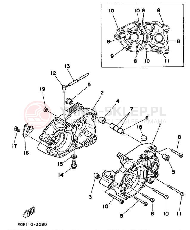 Schemat "Obudowa silnika" do Yamaha YT125L