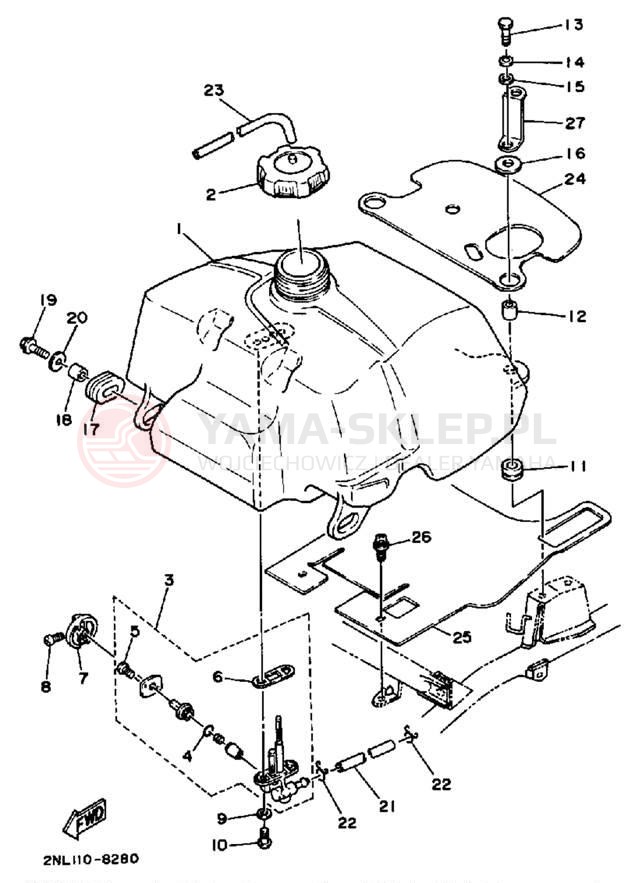Schemat "zbiornik paliwa" do Yamaha TERRA PRO YFP350U