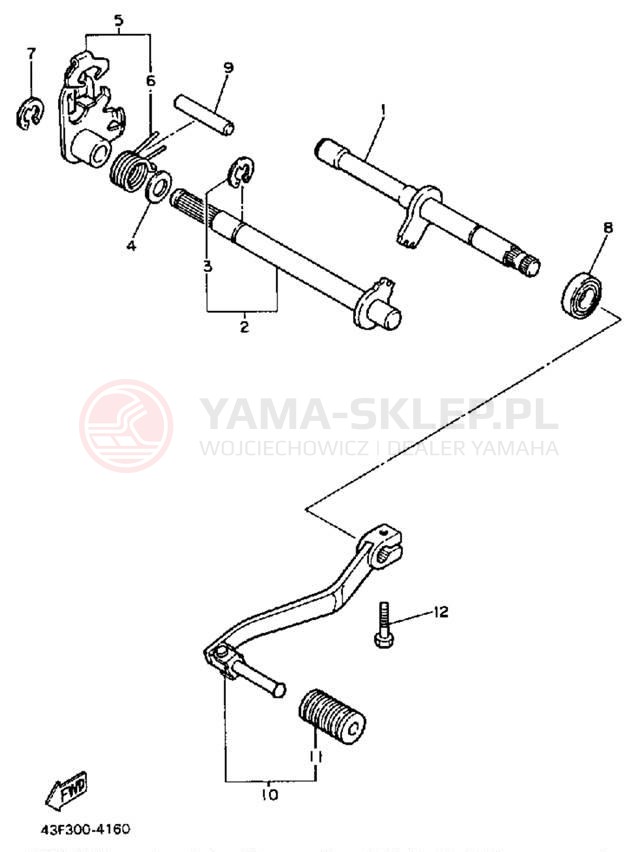 Schemat "Dźwignia zmiany biegów, wałek" do Yamaha XT600TC/XT600T